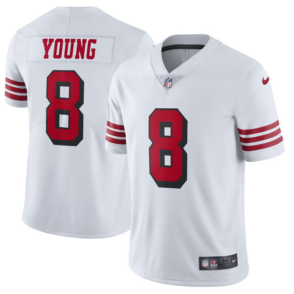 Men's San Francisco 49ers #8 Steve Young White Vapor Untouchable Player Limited Stitched NFL Jersey